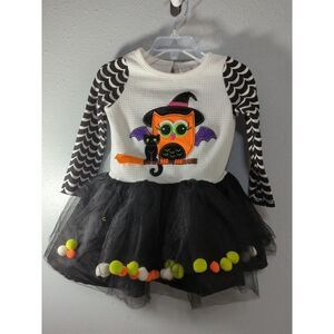 Rare Editions Baby Girls Halloween Owl Cat Tutu Dress 24M White Black Orange